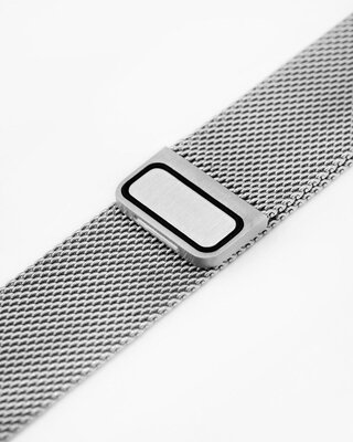 Stalowa bransoleta Hirsch Milanaise L 30161434-2, srebrna, magnetyczna, długość L, Quick Release