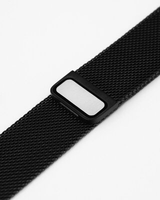 Stalowa bransoleta Hirsch Milanaise L 30161450-5, czarna, magnetyczna, długość L, Quick Release