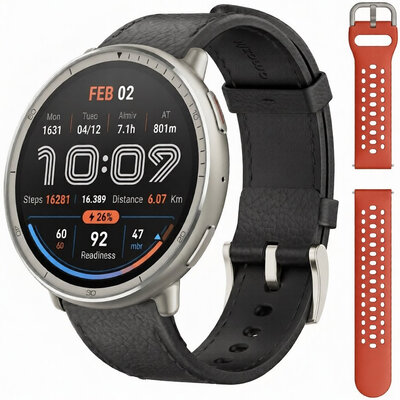Amazfit Active 2 Premium (Round) Black Leather (+pasek zamienny)