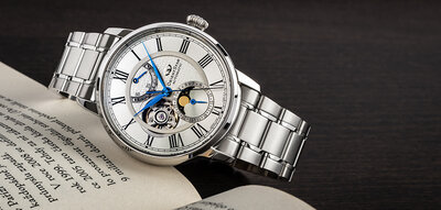 Orient Star Classic M45 F7 Moon Phase Open Heart Automatic RE-BT0005S00B (+ zamienny pasek)