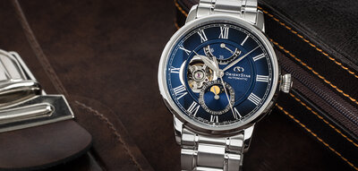 Orient Star Classic M45 F7 Moon Phase Open Heart Automatic RE-BT0006L00B (+ zamienny pasek)