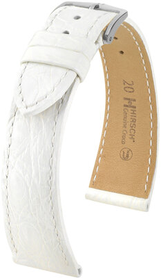 Skórzany pasek Hirsch Genuine Croco 18900800-2, biały, skóra krokodyla, Quick Release