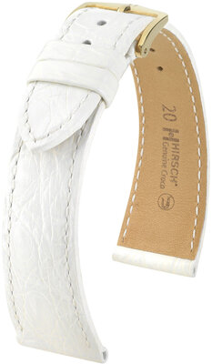 Skórzany pasek Hirsch Genuine Croco 18900800-7, biały, skóra krokodyla, Quick Release