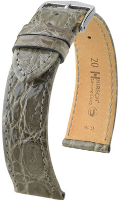Skórzany pasek Hirsch Genuine Croco 18900830-2, szary, skóra krokodyla, Quick Release