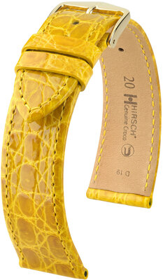 Skórzany pasek Hirsch Genuine Croco 18900872-7, żółty, skóra krokodyla, Quick Release