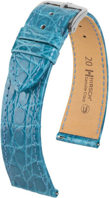 Skórzany pasek Hirsch Genuine Croco 18900883-2, niebieski, skóra krokodyla, Quick Release