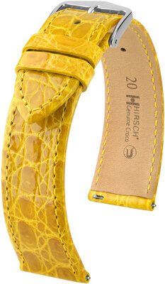 Skórzany pasek Hirsch Genuine Croco L 18920872-2, żółty, skóra krokodyla, długość L, Quick Release