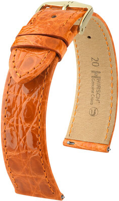 Hirsch Genuine Croco Leather Strap L 18920876-7, pomarańczowy, skóra krokodyla, długość L, Quick Release