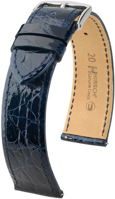 Skórzany pasek Hirsch Genuine Croco L 18920880-2, niebieski, skóra krokodyla, długość L, Quick Release
