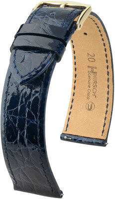 Skórzany pasek Hirsch Genuine Croco L 18920880-7, niebieski, skóra krokodyla, długość L, Quick Release