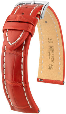 Skórzany pasek Hirsch Capitano L 04807029-2, czerwony, skóra aligatora, długość L, Quick Release