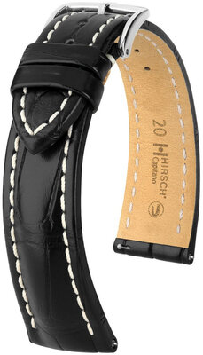 Skórzany pasek Hirsch Capitano L 04807059-2, czarny, skóra aligatora, długość L, Quick Release