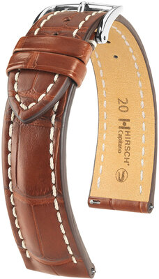 Skórzany pasek Hirsch Capitano L 04807079-2, pomarańczowy, skóra aligatora, długość L, Quick Release