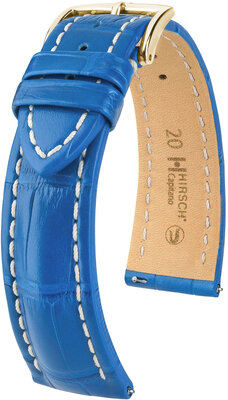 Skórzany pasek Hirsch Capitano L 04807085-1, niebieski, skóra aligatora, długość L, Quick Release