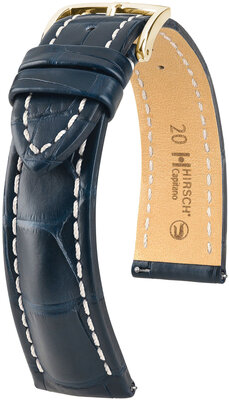 Skórzany pasek Hirsch Capitano L 04807089-1, niebieski, skóra aligatora, długość L, Quick Release