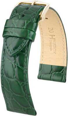 Skórzany pasek Hirsch Crocograin 12302840NQ-1, zielony, skóra cielęca