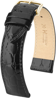 Skórzany pasek Hirsch Crocograin 12302850NQ-1, czarny, skóra cielęca