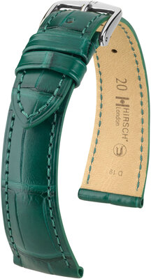 Skórzany pasek Hirsch London 04307149-2, zielony, skóra aligatora, Quick Release