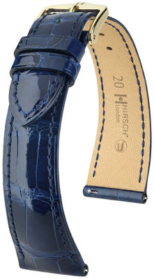 Skórzany pasek Hirsch London 04307180-7, niebieski, skóra aligatora, Quick Release