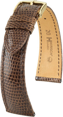 Skórzany pasek Hirsch London 04366110-7, brązowy, skóra jaszczurki, Quick Release