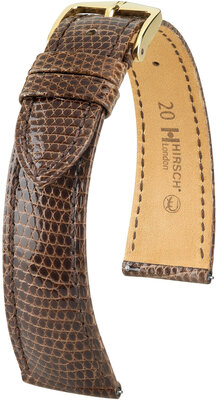 Skórzany pasek Hirsch London L 04366010-7, brązowy, skóra jaszczurki, długość L, Quick Release