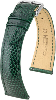 Skórzany pasek Hirsch London L 04366040-2, zielony, skóra jaszczurki, długość L, Quick Release