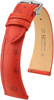 Pasek skórzany Hirsch Massai Ostrich L 04362020-2, czerwony, skóra strusia, długość L, Quick Release