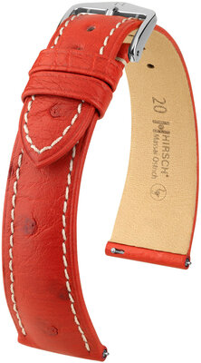 Pasek skórzany Hirsch Massai Ostrich L 04362021-2, czerwony, skóra strusia, długość L, Quick Release
