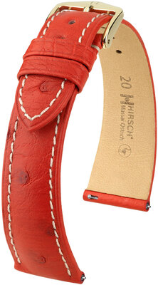 Pasek skórzany Hirsch Massai Ostrich L 04362021-7, czerwony, skóra strusia, długość L, Quick Release