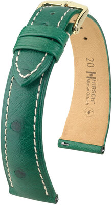 Skórzany pasek Hirsch Massai Ostrich L 04362041-7, zielony, skóra strusia, długość L, Quick Release
