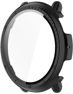 Osłona ochronna (pro Amazfit Active 2, round), plastikowy, czarny + szkiełko