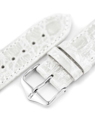 Hirsch Genuine Croco Leather Strap L 01808000-2, biały, skóra krokodyla, długość L, Quick Release