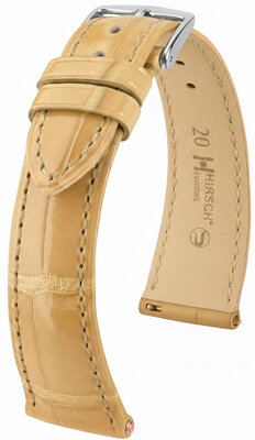 Skórzany pasek Hirsch London L 04307090-2, beżowy, skóra aligatora, długość L, Quick Release