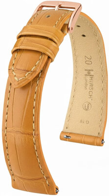 Skórzany pasek Hirsch London 04207175-7, brązowy, skóra aligatora, Quick Release