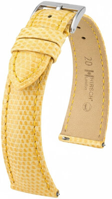 Skórzany pasek Hirsch London L 04266073-2, żółty, skóra jaszczurki, długość L, Quick Release