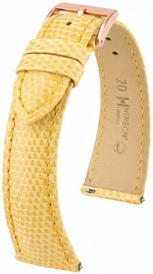 Skórzany pasek Hirsch London L 04266073-7, żółty, skóra jaszczurki, długość L, Quick Release