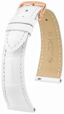 Skórzany pasek Hirsch London L 04307000-7, biały, skóra aligatora, długość L, Quick Release