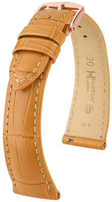 Skórzany pasek Hirsch London L 04307075-7, brązowy, skóra aligatora, długość L, Quick Release