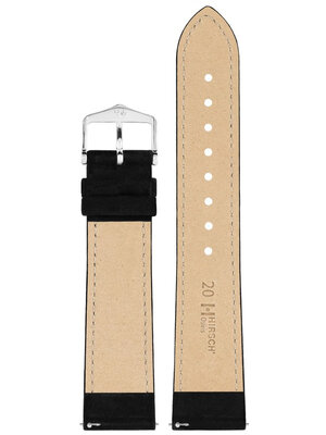 Pasek skórzany Hirsch Osiris Nubuk 03433150-2, czarny, skóra cielęca, długość M, Quick Release
