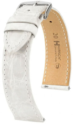 Skórzany pasek Hirsch Genuine Croco 01808100-2, biały, skóra krokodyla, Quick Release
