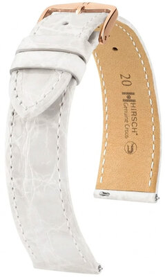 Skórzany pasek Hirsch Genuine Croco 01808100-7, biały, skóra krokodyla, Quick Release