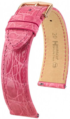 Pasek skórzany Hirsch Genuine Croco L 01808025-7, różowy, skóra krokodyla, długość L, Quick Release