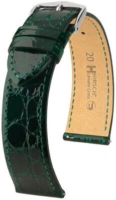 Pasek skórzany Hirsch Genuine Croco L 01808040-2, zielony, skóra krokodyla, długość L, Quick Release
