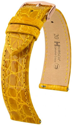Pasek skórzany Hirsch Genuine Croco L 01808072-7, żółty, skóra krokodyla, długość L, Quick Release