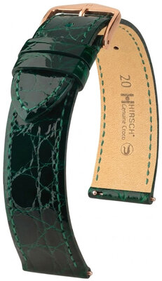 Skórzany pasek Hirsch Genuine Croco 01808140-7, zielony, skóra krokodyla, Quick Release