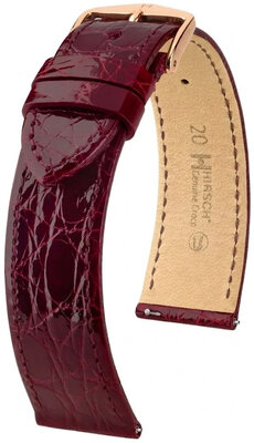 Skórzany pasek Hirsch Genuine Croco 01808160-7, czerwony, skóra krokodyla, Quick Release