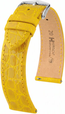 Skórzany pasek Hirsch Genuine Croco 01808172-2, żółty, skóra krokodyla, Quick Release