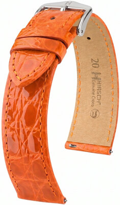 Skórzany pasek Hirsch Genuine Croco 01808176-2, pomarańczowy, skóra krokodyla, Quick Release