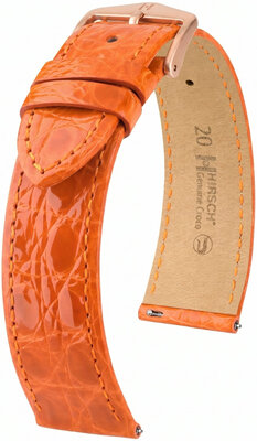 Skórzany pasek Hirsch Genuine Croco 01808176-7, pomarańczowy, skóra krokodyla, Quick Release