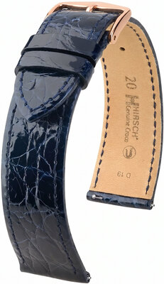 Skórzany pasek Hirsch Genuine Croco 01808180-7, niebieski, skóra krokodyla, Quick Release
